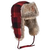 Pinewood Classic Checked Fur Hat / Ternet Pelshue - Rød/sort
