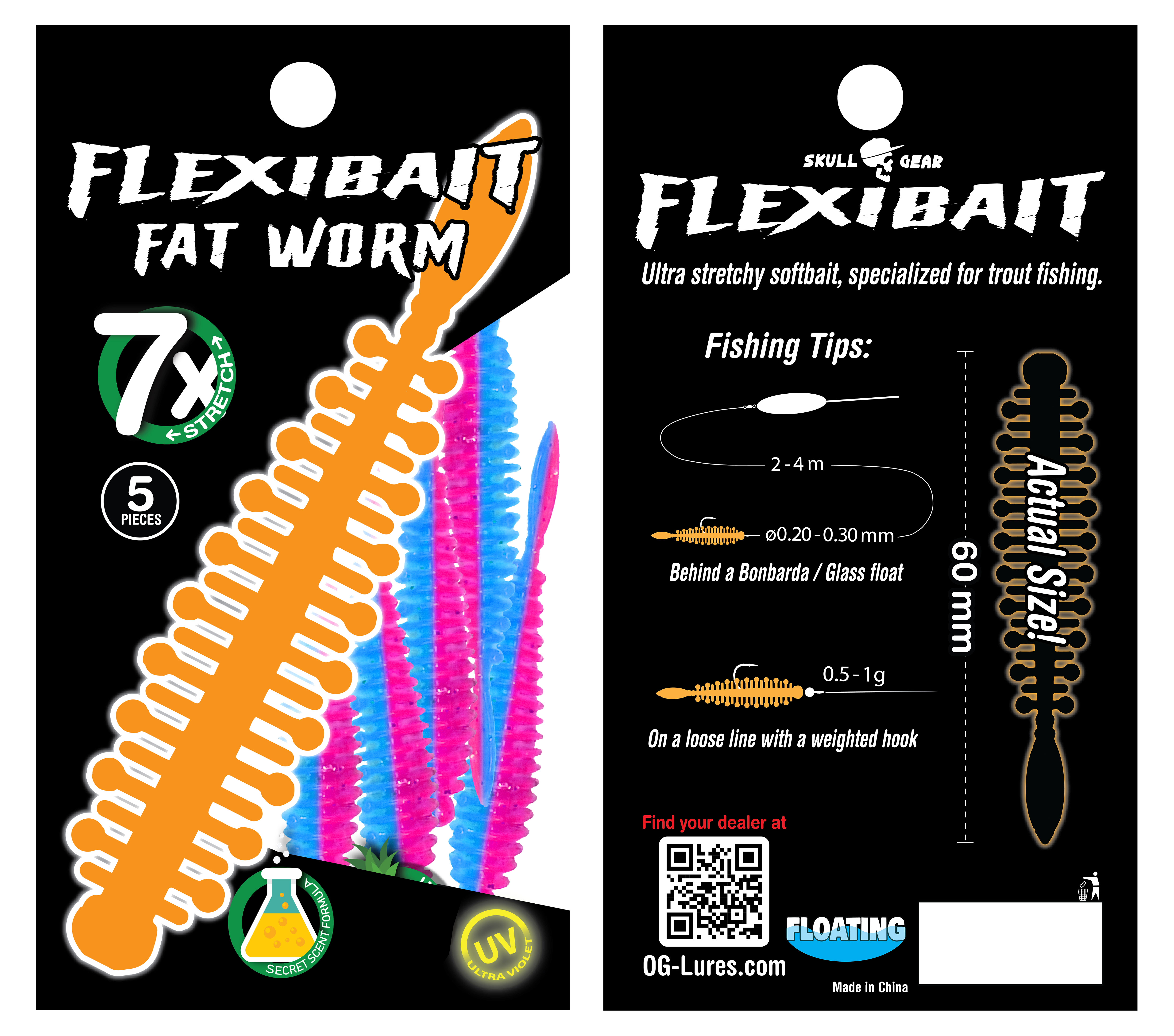 FlexiBait Fat Worm - 5 stk.
