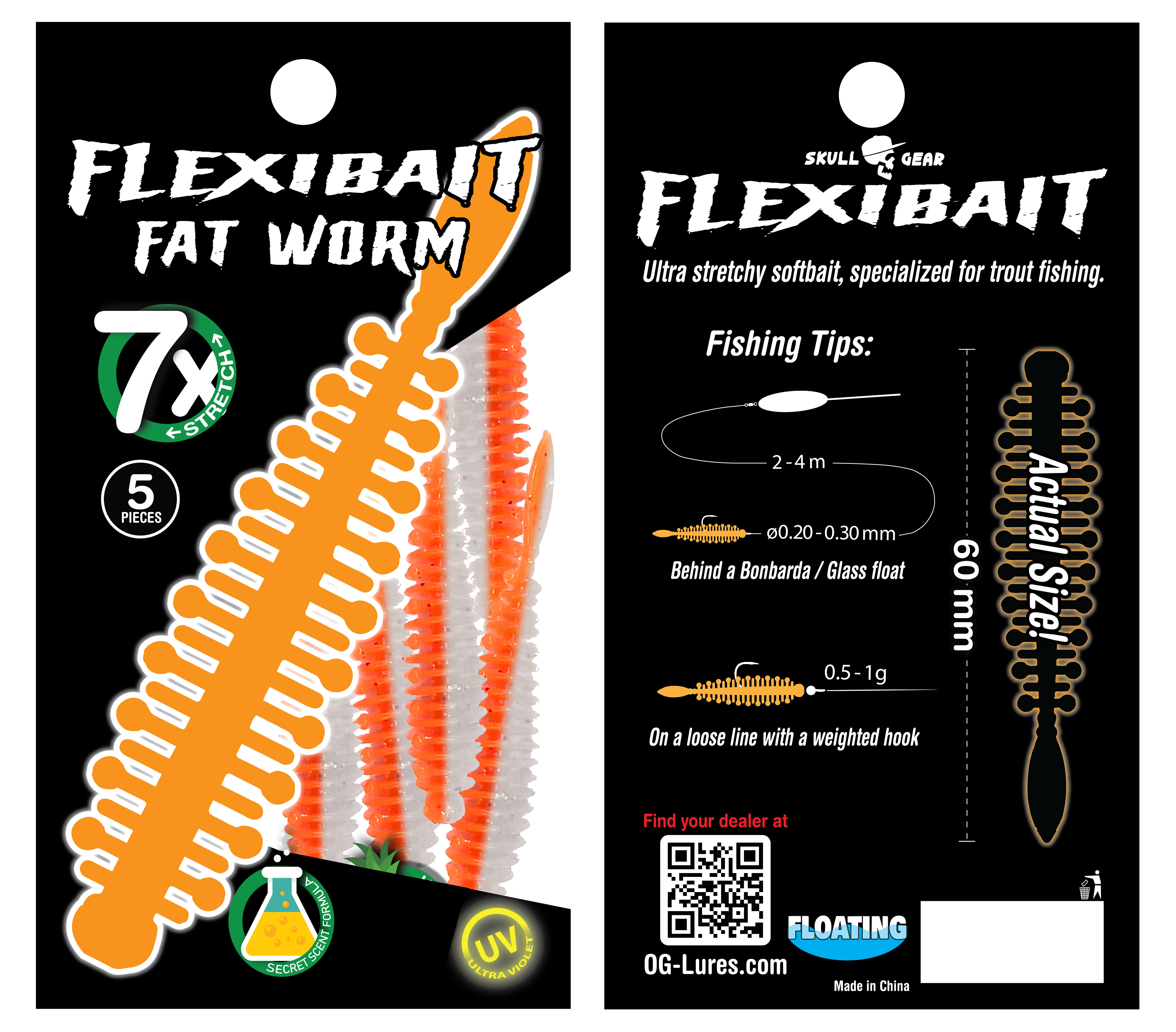 FlexiBait Fat Worm - 5 stk.
